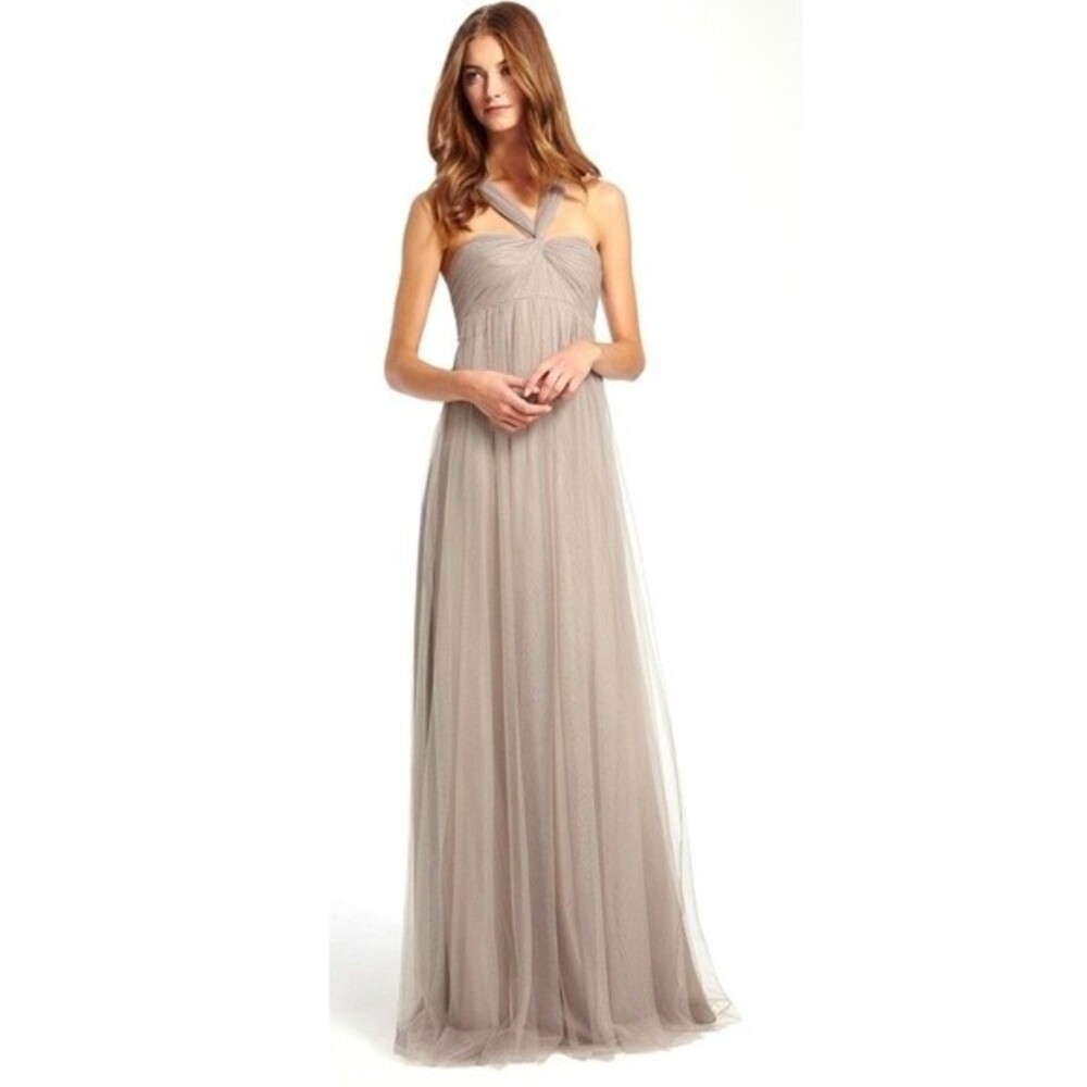 Monique Lhuillier Bridesmaids Mink Tulle Gown 10
